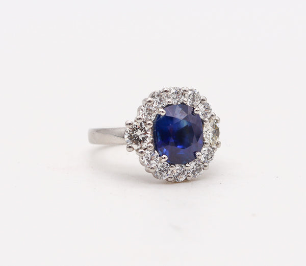 -Gia Certified Cocktail Ring In Platinum With 5.79 Ctw In Sapphire And Diamonds