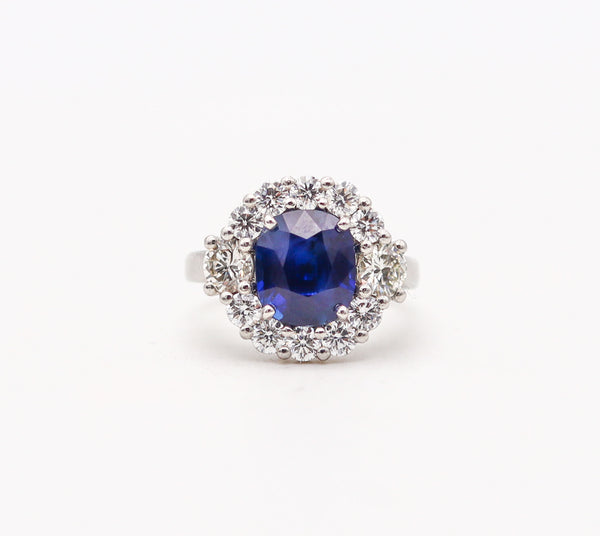 -Gia Certified Cocktail Ring In Platinum With 5.79 Ctw In Sapphire And Diamonds