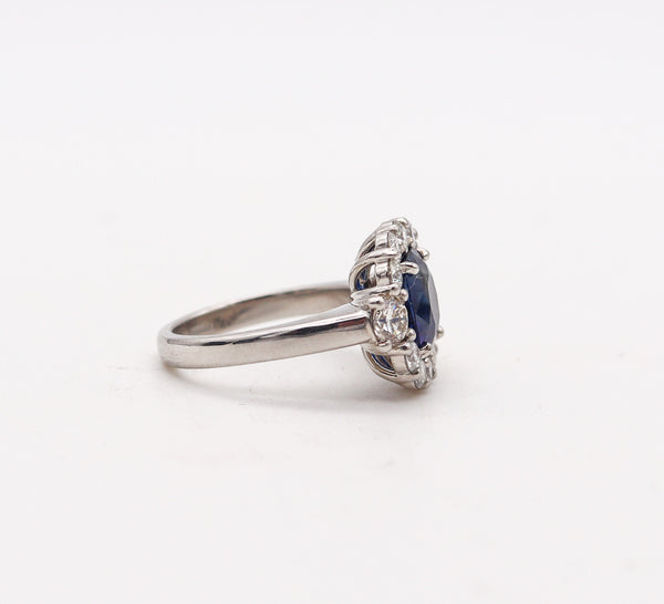 -Gia Certified Cocktail Ring In Platinum With 5.79 Ctw In Sapphire And Diamonds