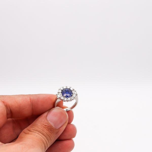 -Gia Certified Cocktail Ring In Platinum With 5.79 Ctw In Sapphire And Diamonds