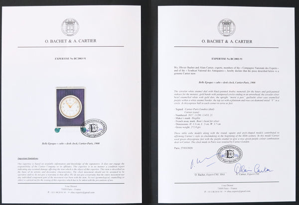 Cartier Paris London 1905 Belle Epoque Enamel Desk clock In 18kt Gold Platinum Silver With Gems