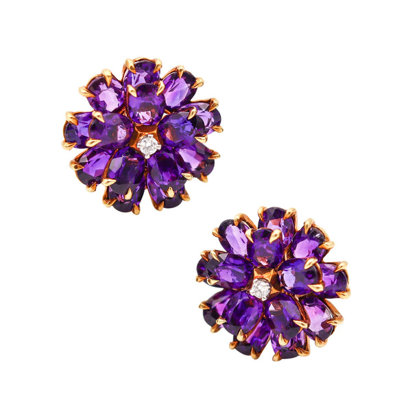 TIFFANY & CO. 1940 Clips Earrings In 14Kt Yellow Gold With Vivid Siberian Amethysts