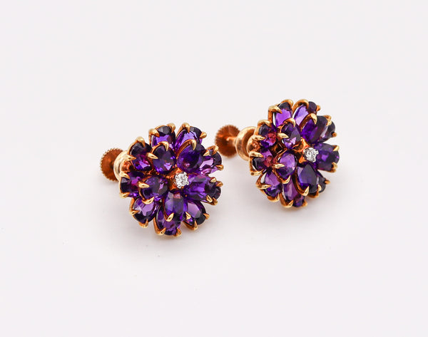 TIFFANY & CO. 1940 Clips Earrings In 14Kt Yellow Gold With Vivid Siberian Amethysts
