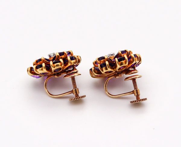 TIFFANY & CO. 1940 Clips Earrings In 14Kt Yellow Gold With Vivid Siberian Amethysts