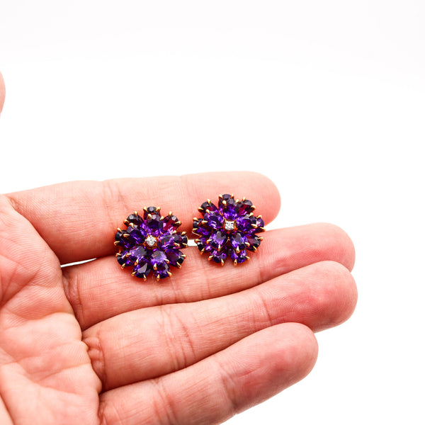 TIFFANY & CO. 1940 Clips Earrings In 14Kt Yellow Gold With Vivid Siberian Amethysts