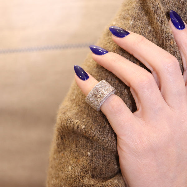 -Pianegonda Sculptural Band Ring In Solid Textured .925 Sterling Silver