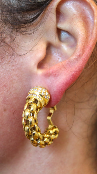 TORRINI Hoops Earrings In Solid 18Kt Yellow Gold With 1.26 Ctw In Diamonds