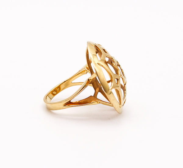 TIFFANY & CO. 1980 By Paloma Picasso Zellige Geometric Ring In 18Kt Yellow Gold