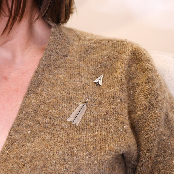 GRAYSON & SON 1924 Art Deco Arrow Jabot In Platinum 18Kt Diamonds & Onyxes