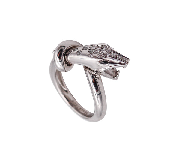 BOUCHERON Paris Serpent-Kaa Ring In 18Kt White Gold With VS Diamonds