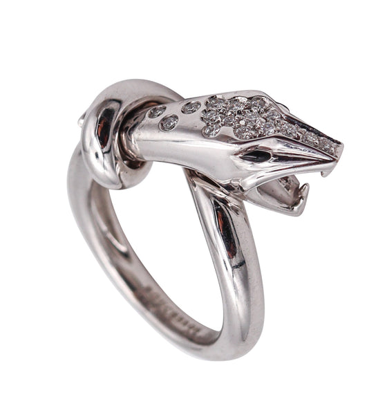 BOUCHERON Paris Serpent-Kaa Ring In 18Kt White Gold With VS Diamonds