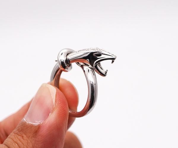 BOUCHERON Paris Serpent-Kaa Ring In 18Kt White Gold With VS Diamonds