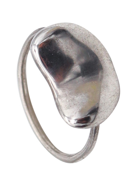 -Tiffany & Co 1985 Elsa Peretti Rare Kinetic Bean Ring In Solid .925 Sterling Silver