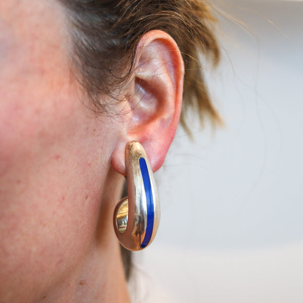 ZINA BEVERLY HILLS Enamelled clips-on hoops Earrings In .925 Sterling Silver