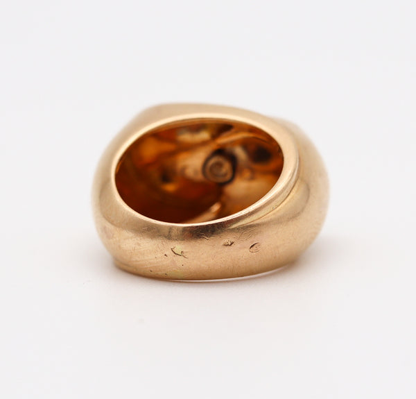 RAYMOND TEMPLIER 1960 Sculptural Ring In 18Kt Yellow Gold With Natural Pearls