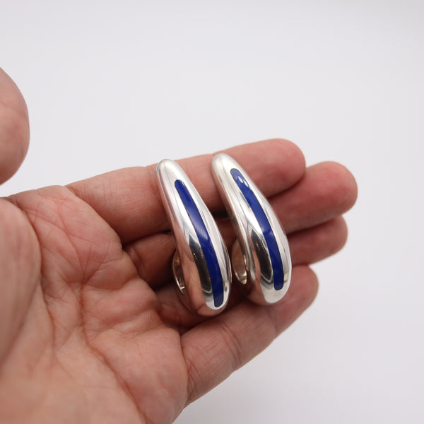 ZINA BEVERLY HILLS Enamelled clips-on hoops Earrings In .925 Sterling Silver