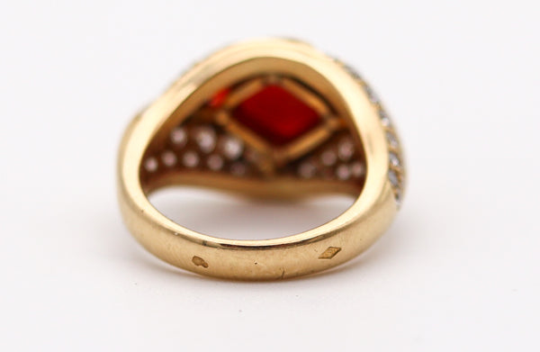 CARTIER Paris 1970 Ring In 18Kt Yellow Gold With 6.23 Cts In Diamonds & Coral