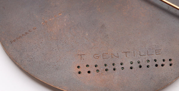 -Thomas Gentille 1970 Ovoid Convex 1 Pendant Brooch In Bronze And 18kt Gold