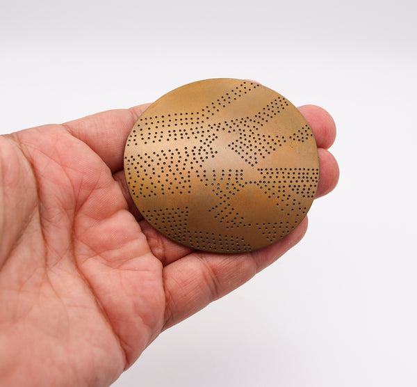 -Thomas Gentille 1970 Ovoid Convex 1 Pendant Brooch In Bronze And 18kt Gold