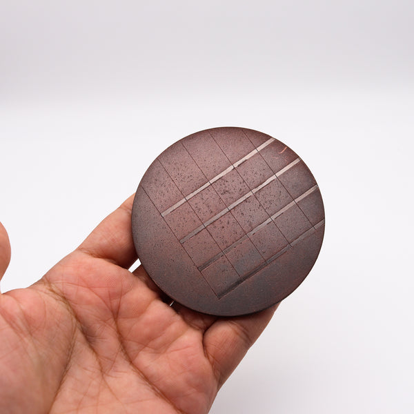 -Thomas Gentille 1970 Geometric Round Pendant Brooch In 18kt Gold And Bronze