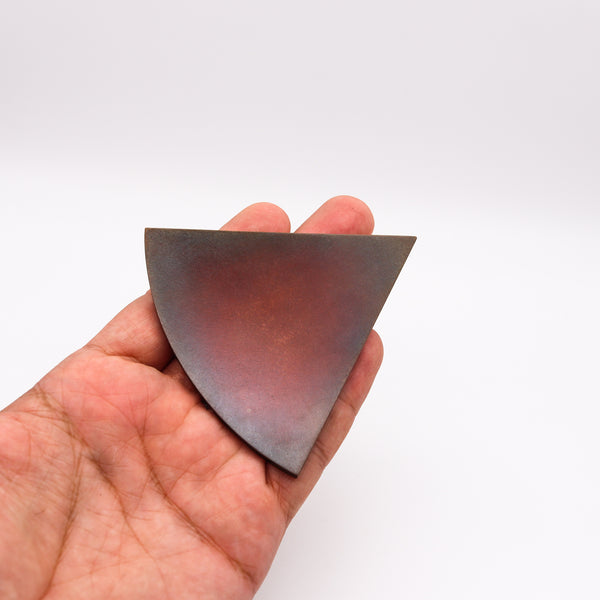 -Thomas Gentille 1970 Geometric Triangular Pendant Brooch In 18kt Gold And Bronze