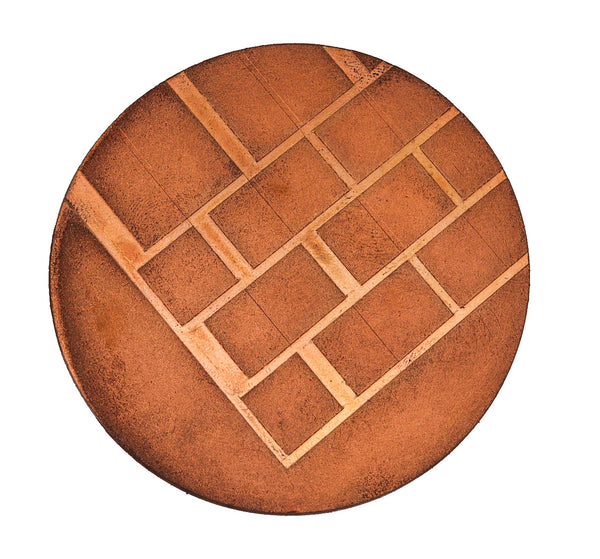 -Thomas Gentille 1970 Geometric Round Pendant Brooch In 18kt Gold Bronze And Copper
