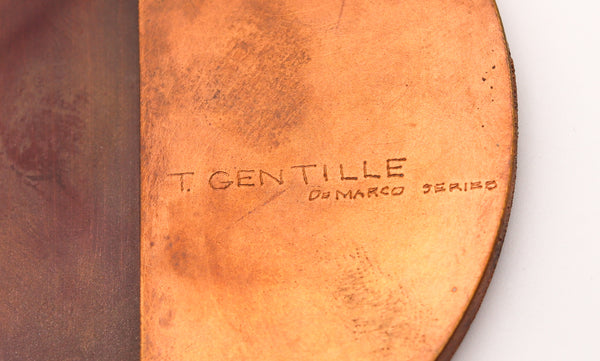 -Thomas Gentille 1970 Geometric Round Pendant Brooch In 18kt Gold Bronze And Copper