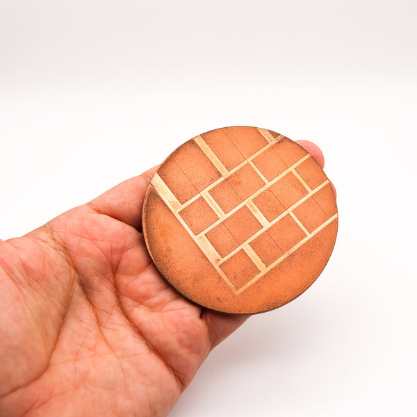 -Thomas Gentille 1970 Geometric Round Pendant Brooch In 18kt Gold Bronze And Copper