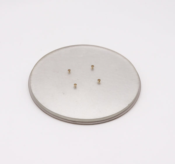 -Thomas Gentille 1970 Silver Geometric Pendant Brooch In 18kt Gold Bronze And Lucite