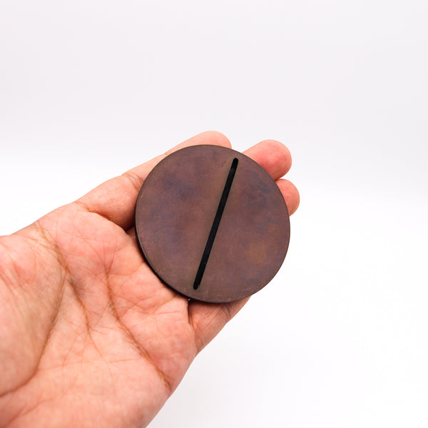 -Thomas Gentille 1970 Geometric Inclined Fracture Pendant Brooch In 18kt Gold And Bronze