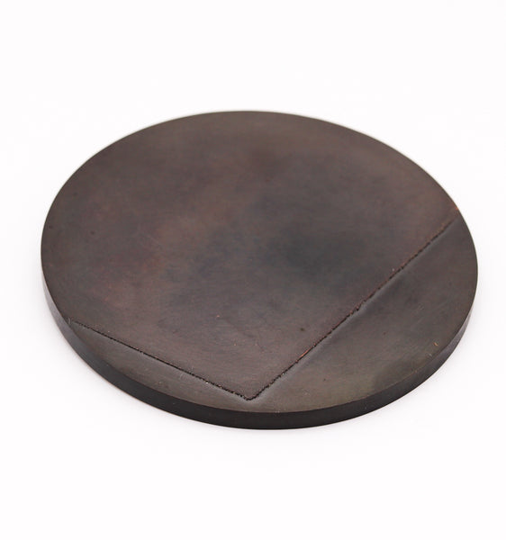 -Thomas Gentille 1970 Geometric Round Pendant Brooch In 18kt Gold And Patinated Bronze