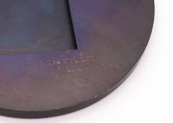 -Thomas Gentille 1970 Geometric Round Pendant Brooch In 18kt Gold And Patinated Bronze