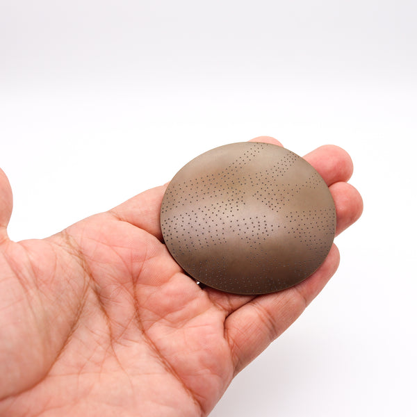 -Thomas Gentille 1970 Ovoid Convex 2 Pendant Brooch In Bronze And 18kt Gold