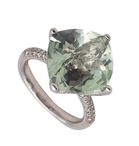 -Salavetti Cocktail Ring In 18Kt White Gold With 9.52 Ctw In Diamonds And Prasiolite
