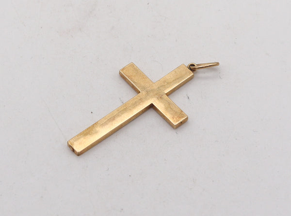 BYZANTINE REVIVAL 1850 Enameled Polychrome Cross In 18Kt Yellow Gold