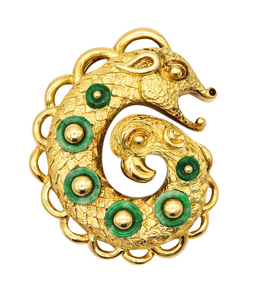 CARTIER 1970 By Bill Smith Pendant In 18Kt Yellow Gold with Green Jadeites