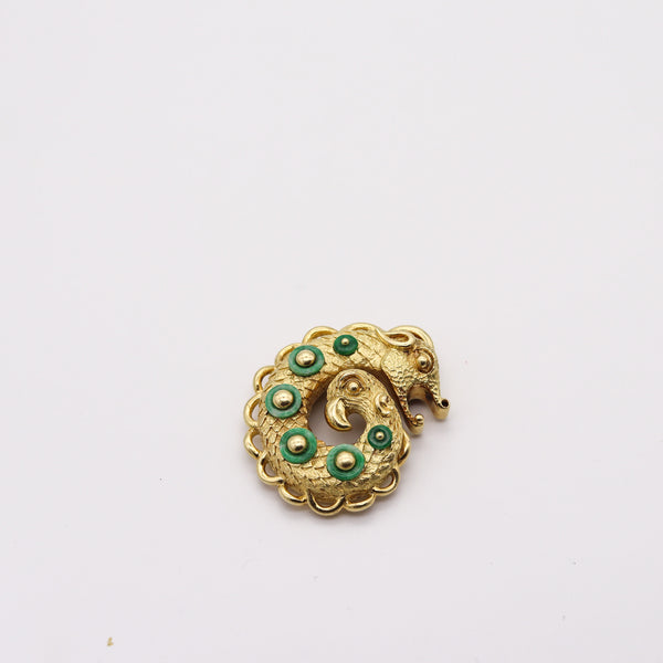 CARTIER 1970 By Bill Smith Pendant In 18Kt Yellow Gold with Green Jadeites