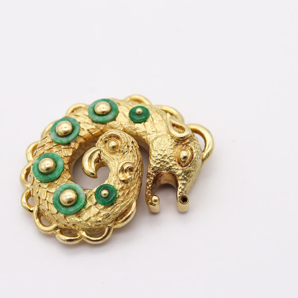 CARTIER 1970 By Bill Smith Pendant In 18Kt Yellow Gold with Green Jadeites