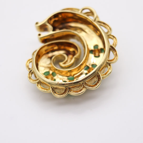 CARTIER 1970 By Bill Smith Pendant In 18Kt Yellow Gold with Green Jadeites