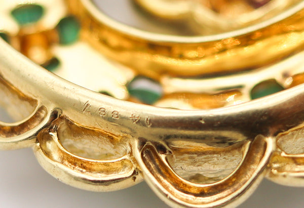 CARTIER 1970 By Bill Smith Pendant In 18Kt Yellow Gold with Green Jadeites