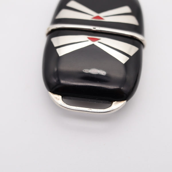 ZENITH 1930 Art Deco French Enameled Travel-Purse Watch In .900 Sterling Silver