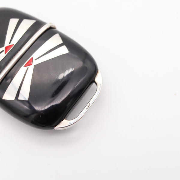 ZENITH 1930 Art Deco French Enameled Travel-Purse Watch In .900 Sterling Silver