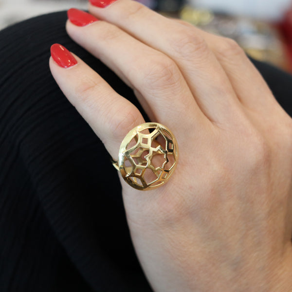 TIFFANY & CO. 1980 By Paloma Picasso Zellige Geometric Ring In 18Kt Yellow Gold