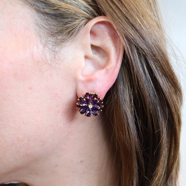 TIFFANY & CO. 1940 Clips Earrings In 14Kt Yellow Gold With Vivid Siberian Amethysts