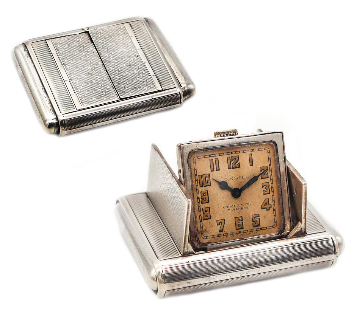 ALFRED DUNHILL 1928 Art Deco La Captive Squeeze Travel Clock