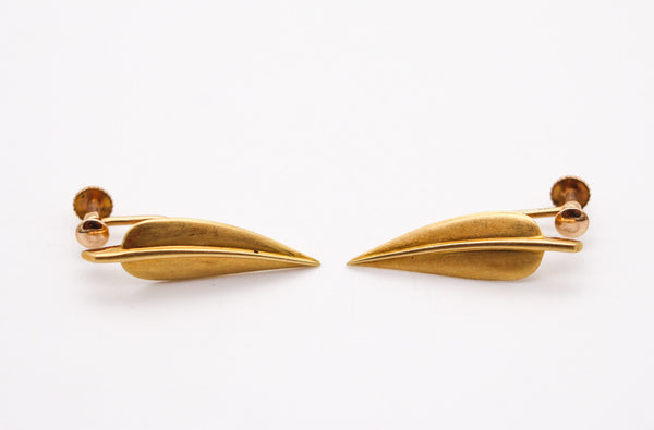 TIFFANY & CO. 1975 Angela Cummings Piume Leaves Earrings In 18Kt Yellow Gold