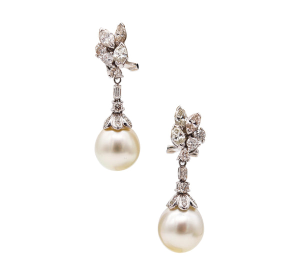 MIKIMOTO Classic Pair Of Convertible Pearls Earrings 18Kt Gold With 2.08 Ctw Diamonds