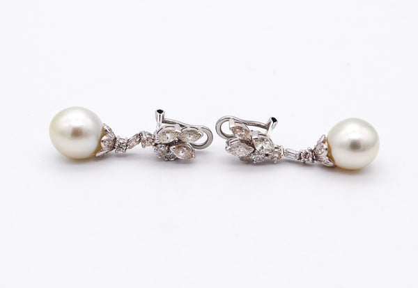 MIKIMOTO Classic Pair Of Convertible Pearls Earrings 18Kt Gold With 2.08 Ctw Diamonds
