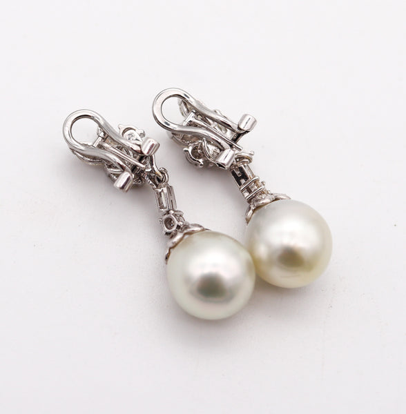 MIKIMOTO Classic Pair Of Convertible Pearls Earrings 18Kt Gold With 2.08 Ctw Diamonds