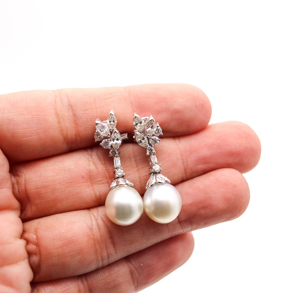 MIKIMOTO Classic Pair Of Convertible Pearls Earrings 18Kt Gold With 2.08 Ctw Diamonds